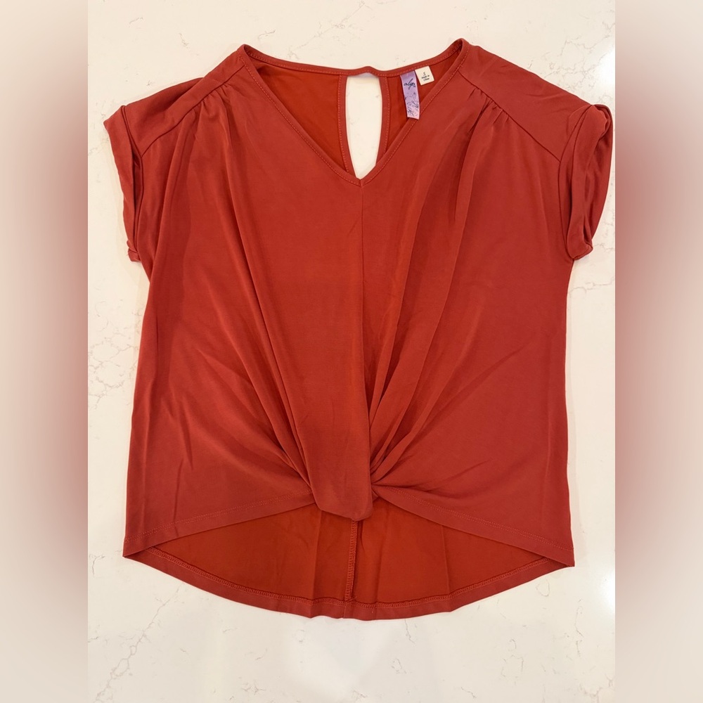 Elegant Rust Twist Front Blouse